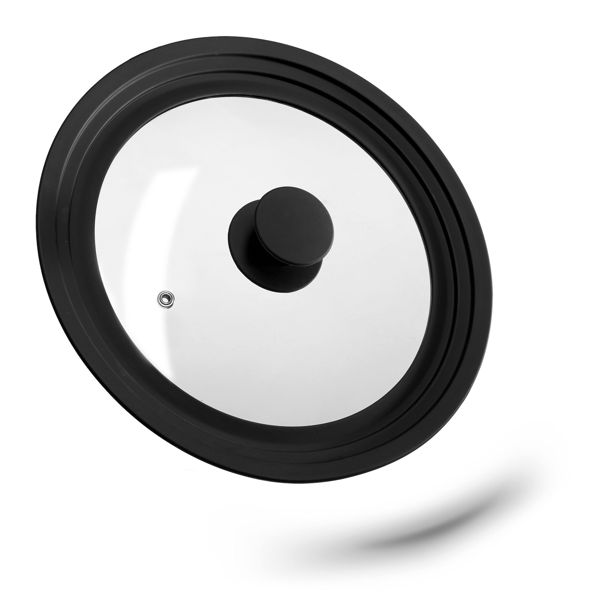 Coperchio Universale In Vetro, Con Bordo In Silicone Per Pentole & Padelle 22-26 Cm, Hxd: 5 X 27,5 Cm, Nero - Relaxdays