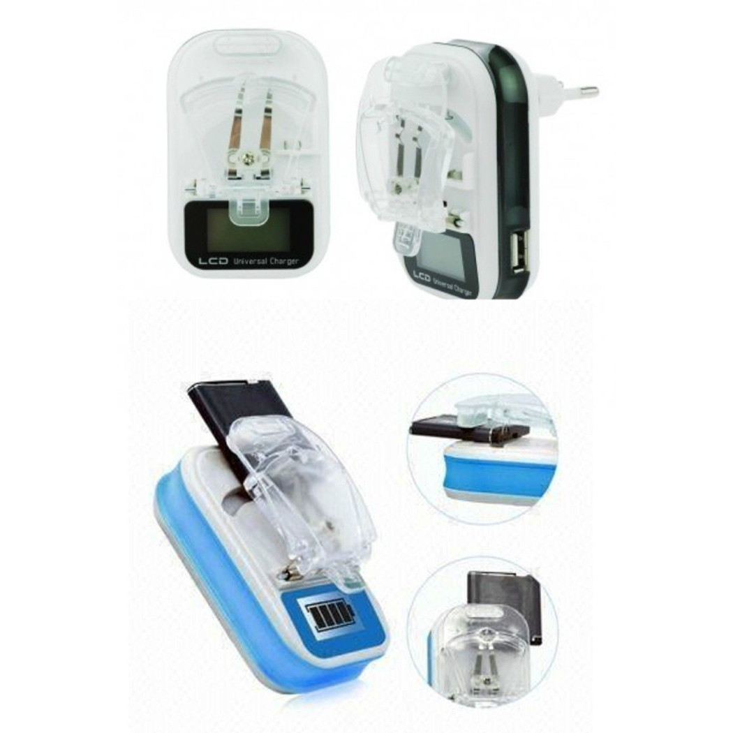 Trade Shop Traesio - Caricabatteria Universale Caricatore Lcd Usb Per Cellulare Smartphone Fotocamera -