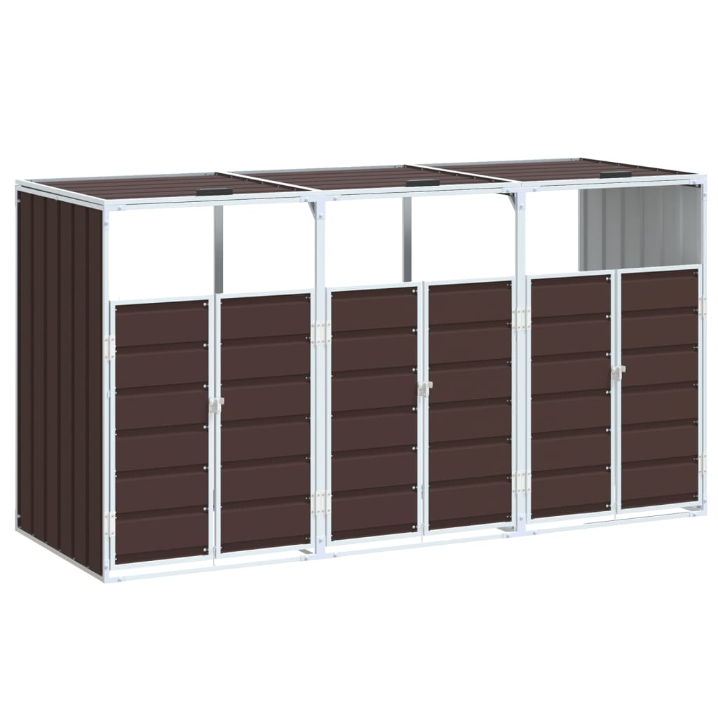 vidaXL Mülltonnenbox für 3 Tonnen Braun 216x81x115 cm Stahl