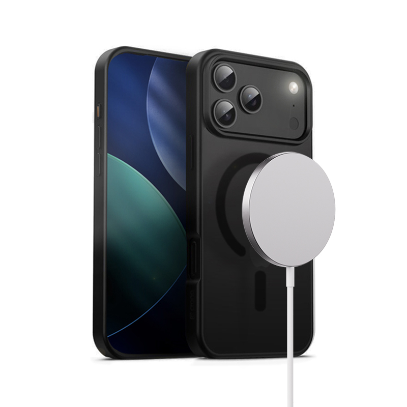 Oem Schwarz Crong Hybrid Frost Mag Cover - Magsafe Iphone 17 Pro Max Hülle (Schwarz)