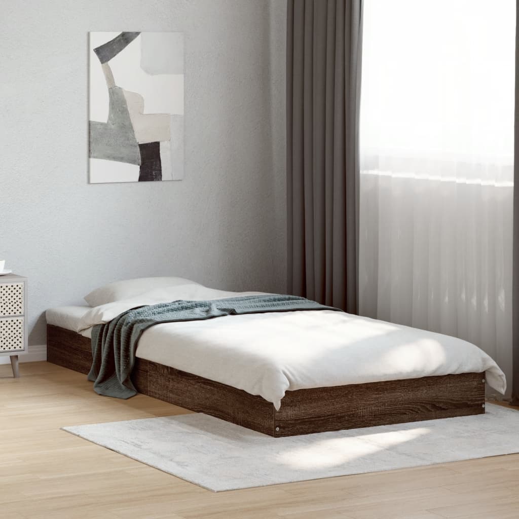 Vidaxl Cadre De Lit Sans Matelas Chêne Marron 75x190cm Bois Ingénierie