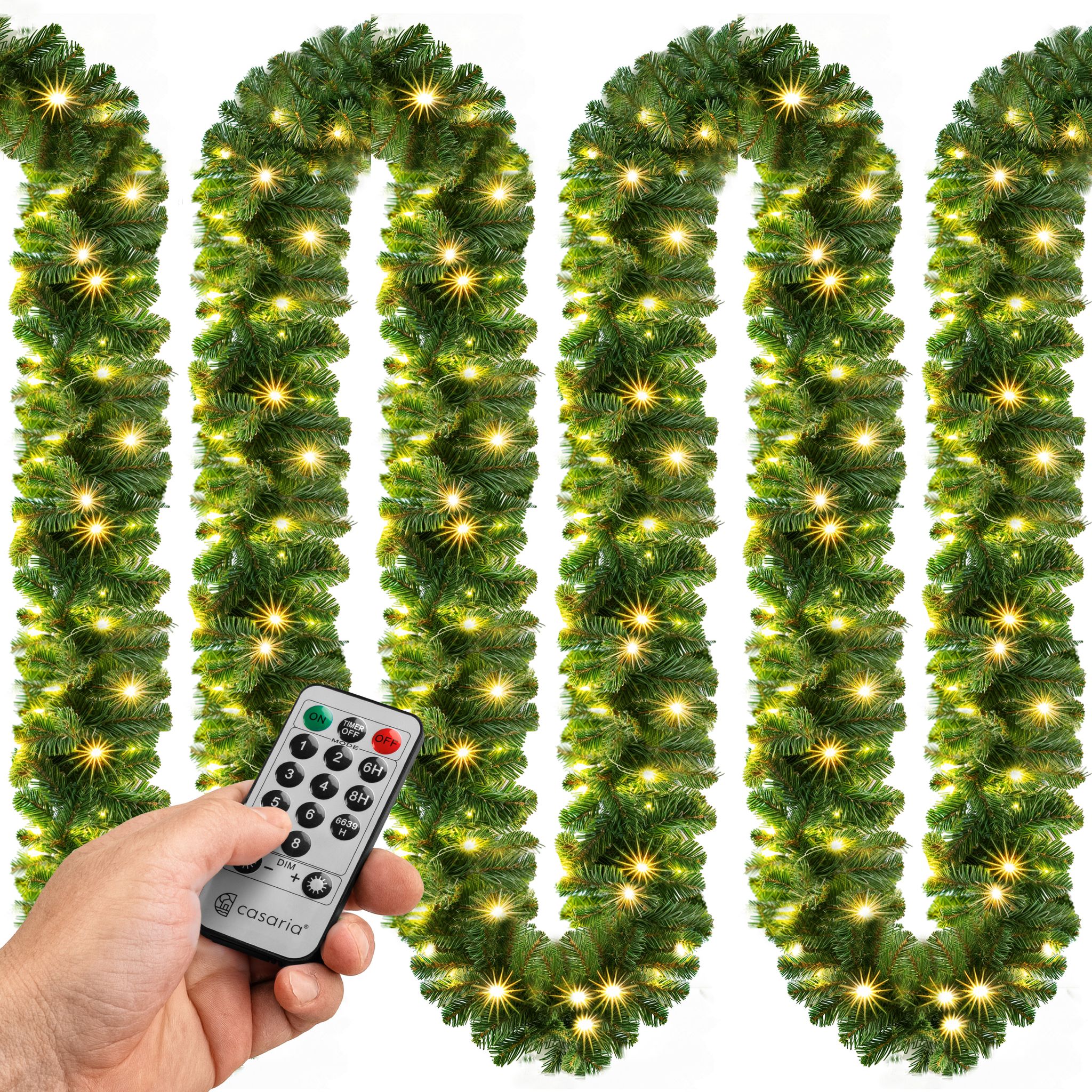 Weihnachtsgirlande Led Beleuchtet Innen & Außen Ip44 Weihnachten Deko Weihnachtsdeko Girlande Tannengirlande Kunstgirlande 2x 5m 100leds Mit Fernbedienung - Casaria