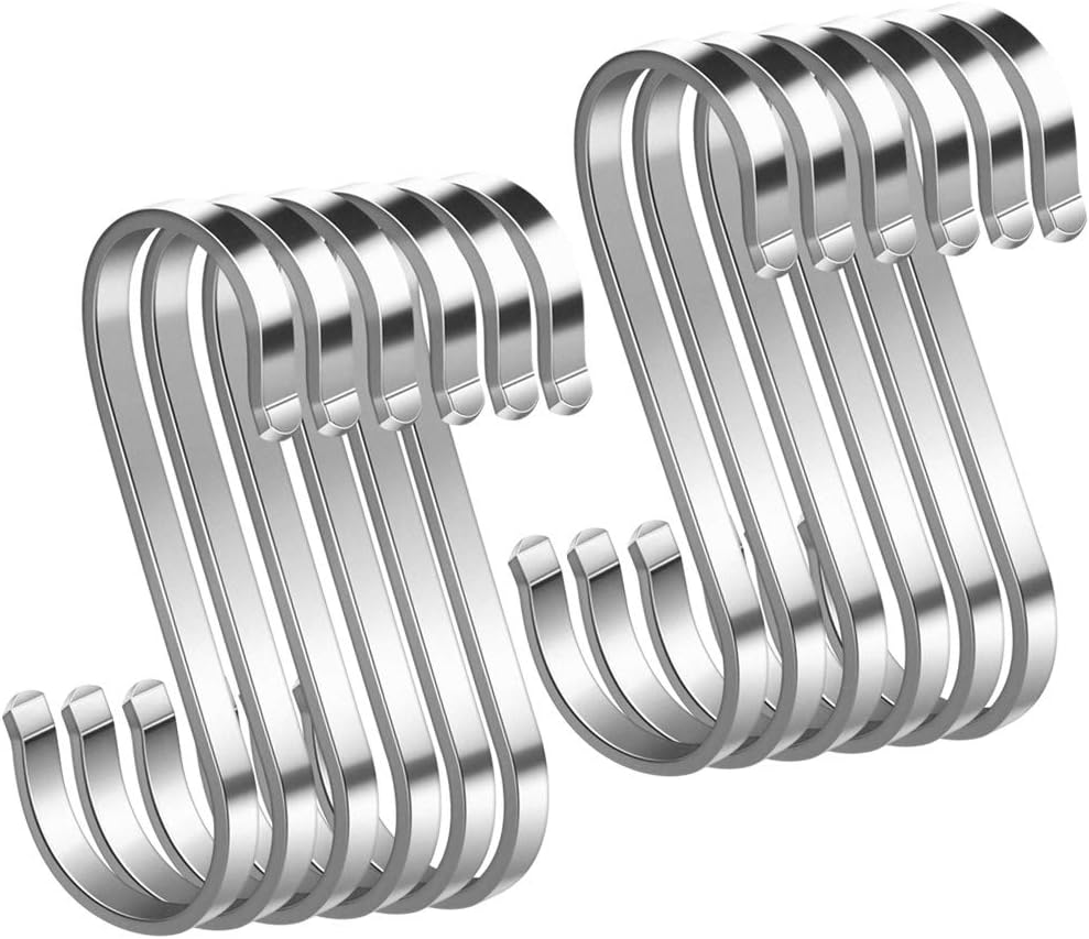Crochets en S en acier inoxydable SUS 304, lot de 12, argenté
