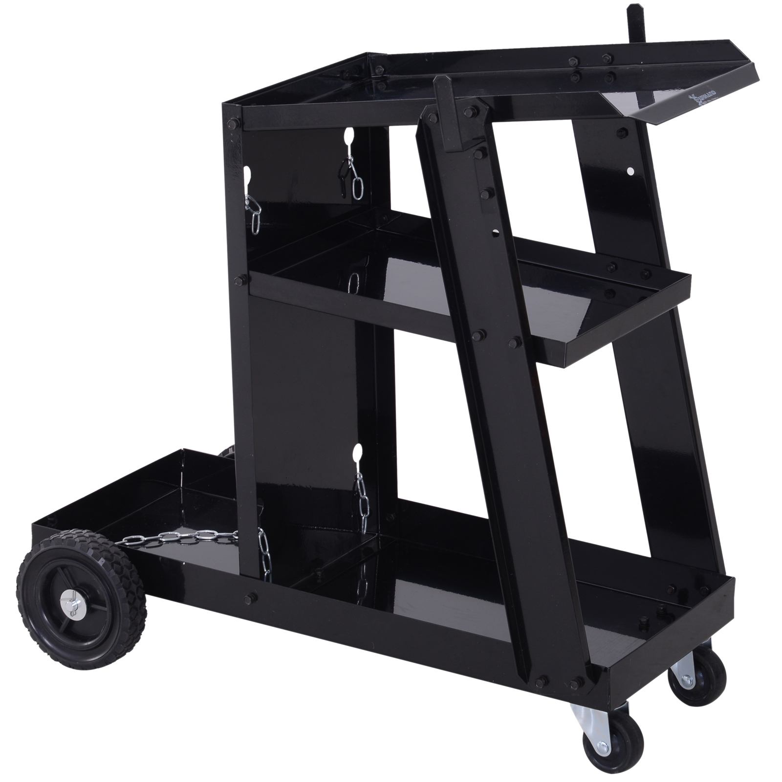 Chariot porte-outils à 3 plateaux en acier, charge 50 kg, 71 x 39 x 70 cm, noir