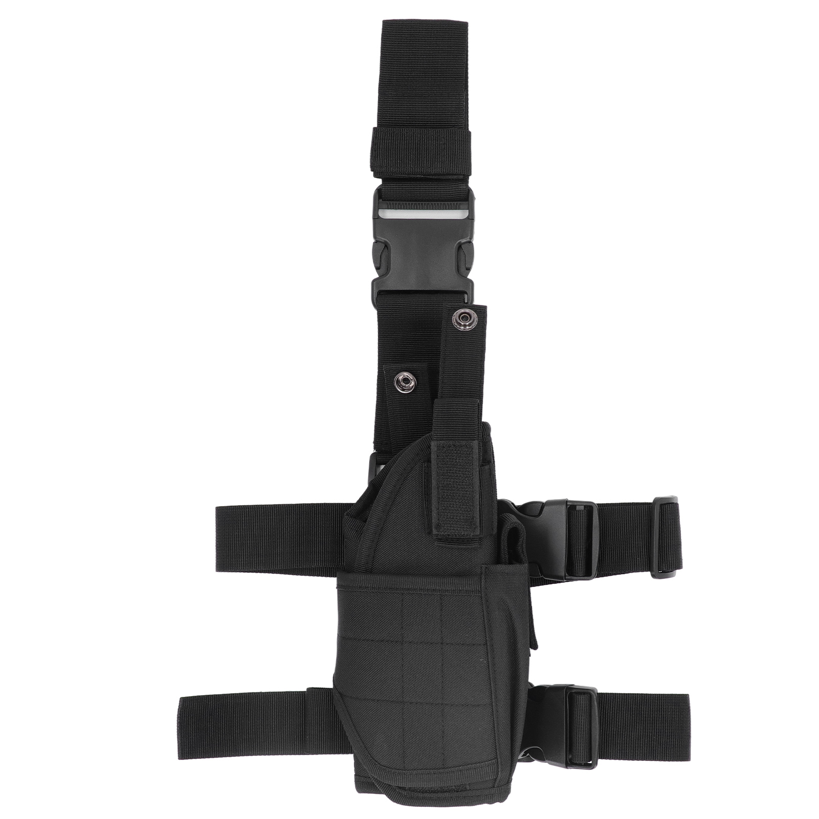 Sacoche de jambe en nylon 600D, réglable par boucles et velcro, noire