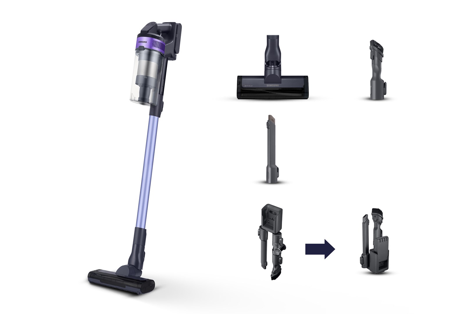 Samsung Kabelloser Staubsauger Jet 60 Turbo VS15A6031R4/ET, beutellos, Leistung 150 W, bis zu 40 Minuten Laufzeit, Violett - Bild 6