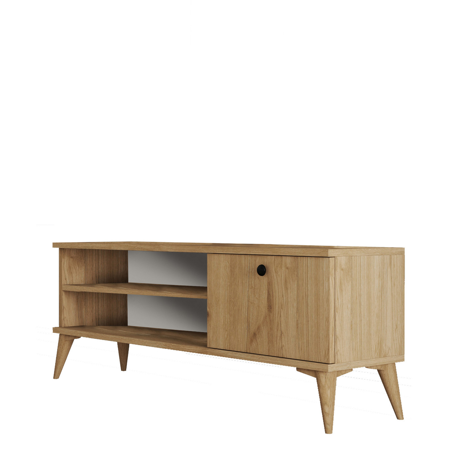 Meuble Tv En Bois "retro" - 120 X 29 X 44 Cm - Beige