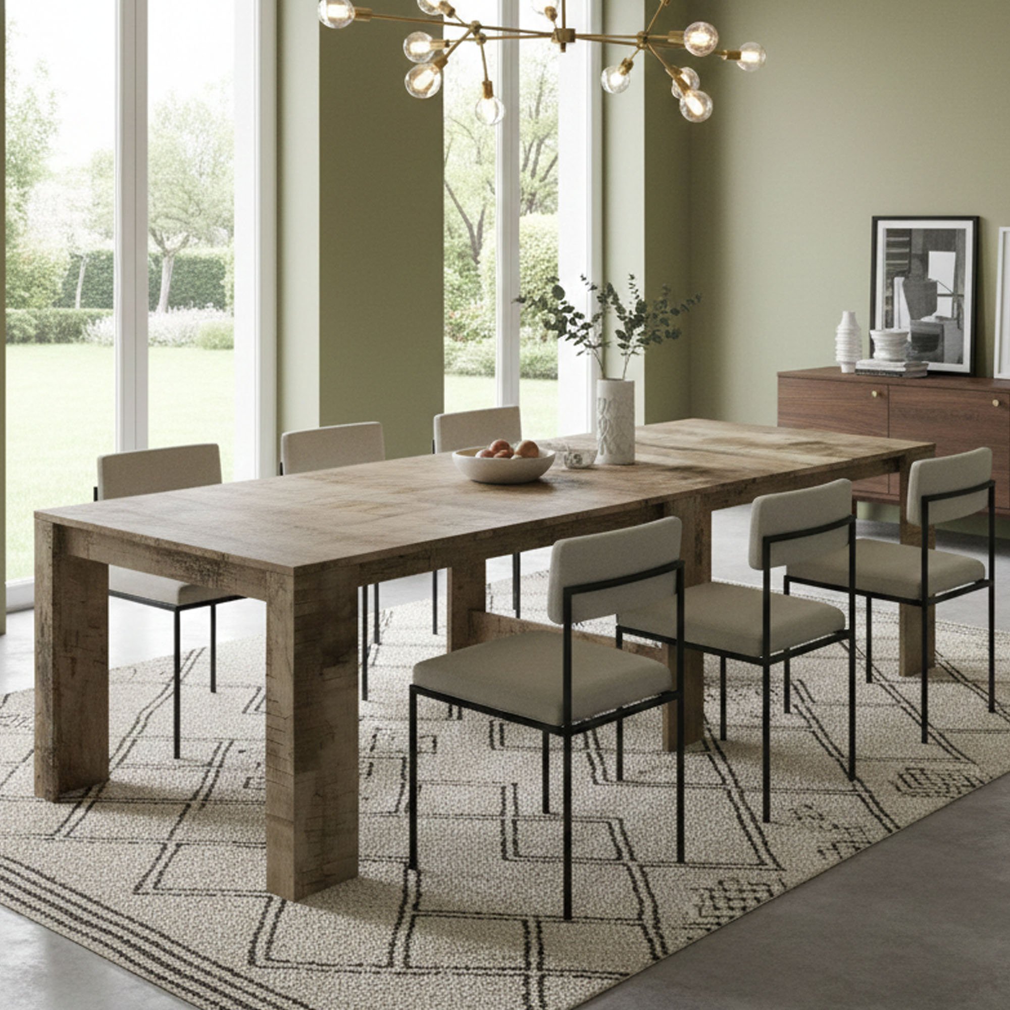 Dmora – Table Extensible Jusqu'à 12 Places – Console Avec Supports