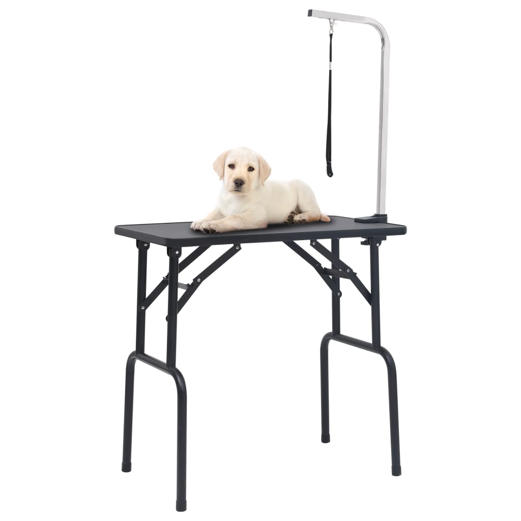 Vidaxl Schwarz Verstellbarer Trimmtisch Für Hunde Mit 1 Schlaufe