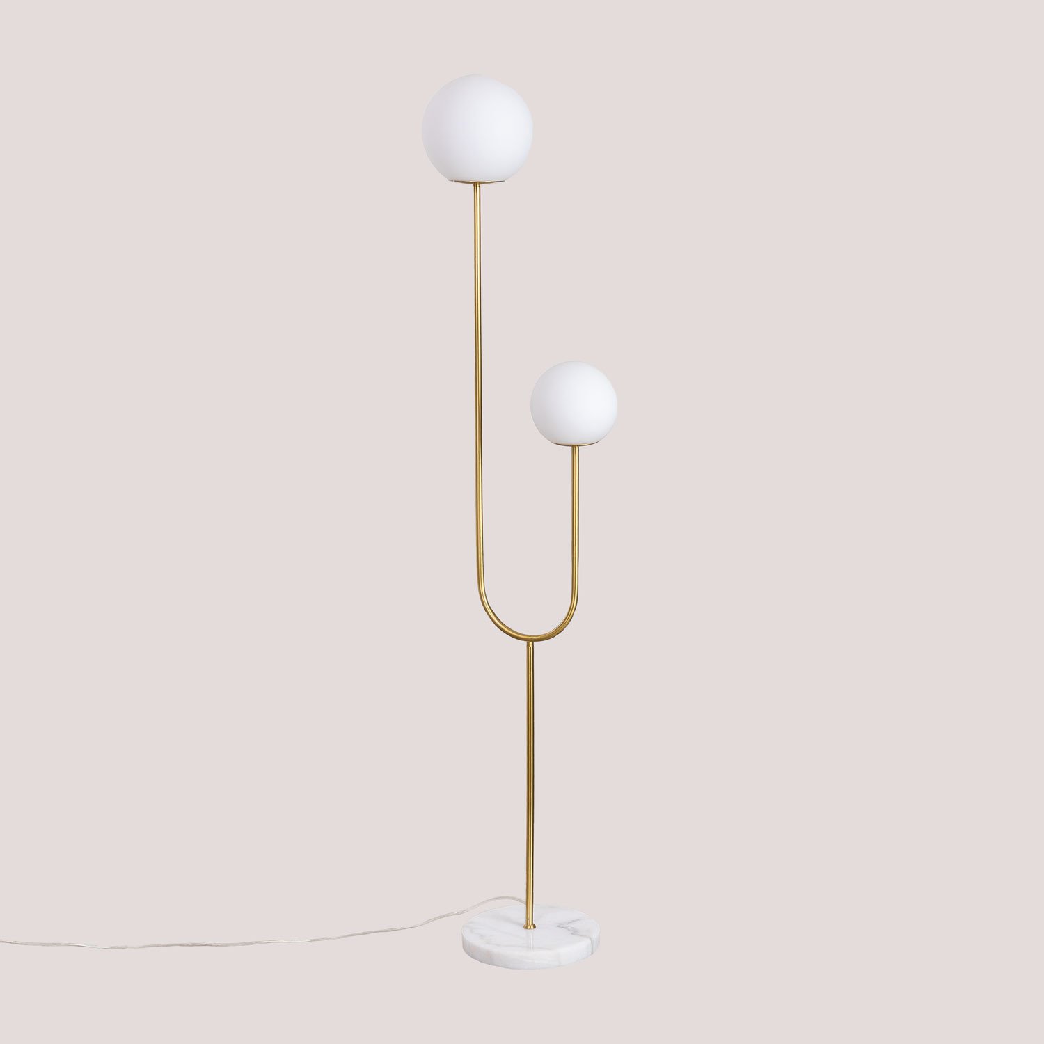 Sklum – Lampadaire Led En Fer Doré Avec Base En Marbre – 2 Lampes En