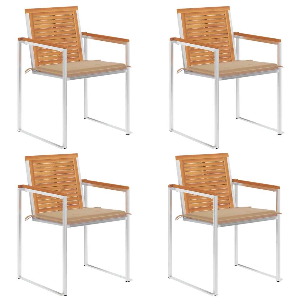 Vidaxl Beige Gartenstühle 4 Stk. Mit Kissen Massivholz Akazie