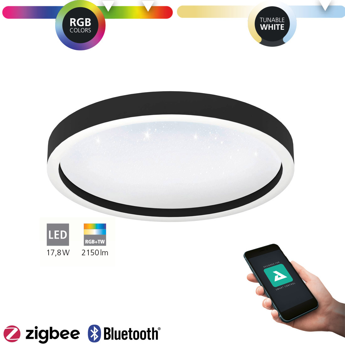 Eglo Zigbee Montemorelos-Z Ø 42 Cm - 900411 42Cm Schwarz - Bild 5