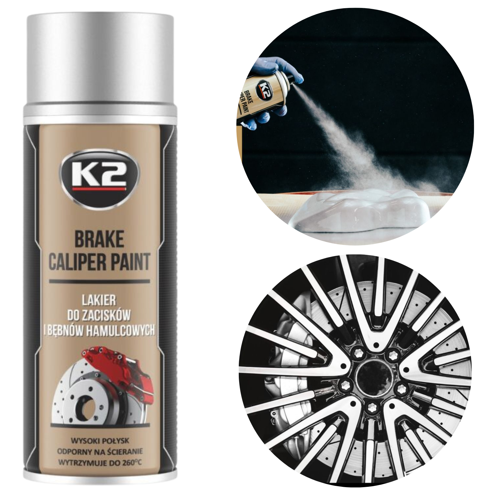 K2 Versilbert Lakier Bremssattelspray- Srebrny 400Ml