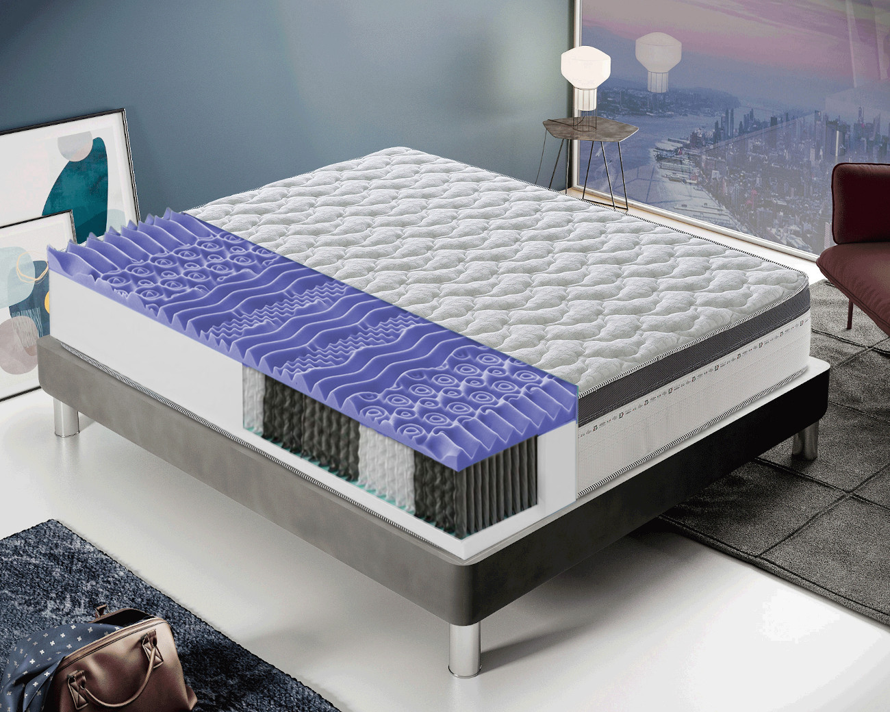 Ilovesleep - Matelas 180x200 À Ressorts Ensachés - Mémoire De Forme - À