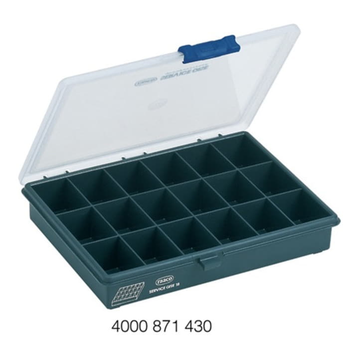 Raaco Sortimentskasten B240xt195xh43mm 18 Fächer Transparent Dunkelblau