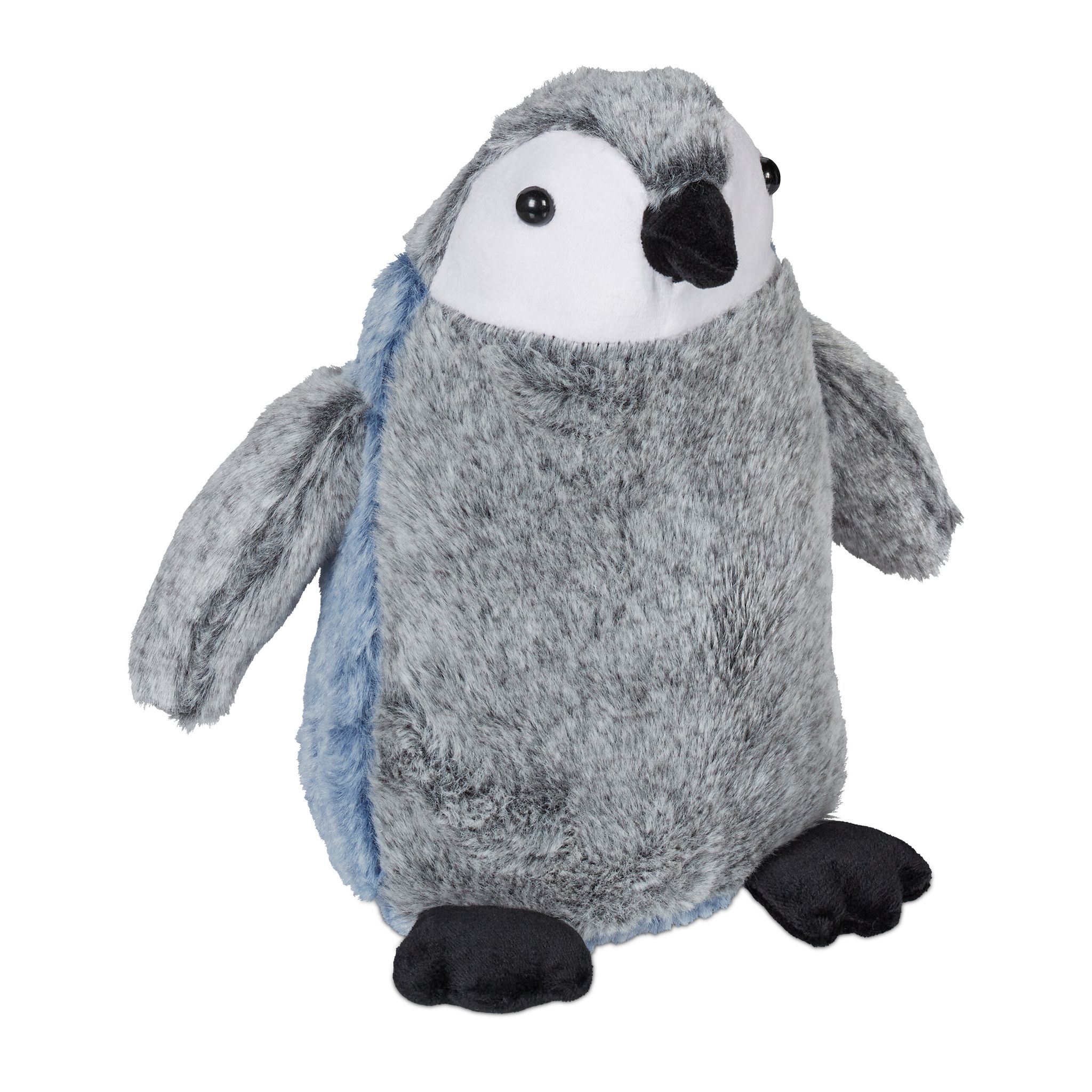 Relaxdays - Fermaporta A Pupazzo Pinguino Pesante, Animali Ferma Porta Da Pavimento, Peso Sabbia, 25x24x17 Cm, Grigio Blu
