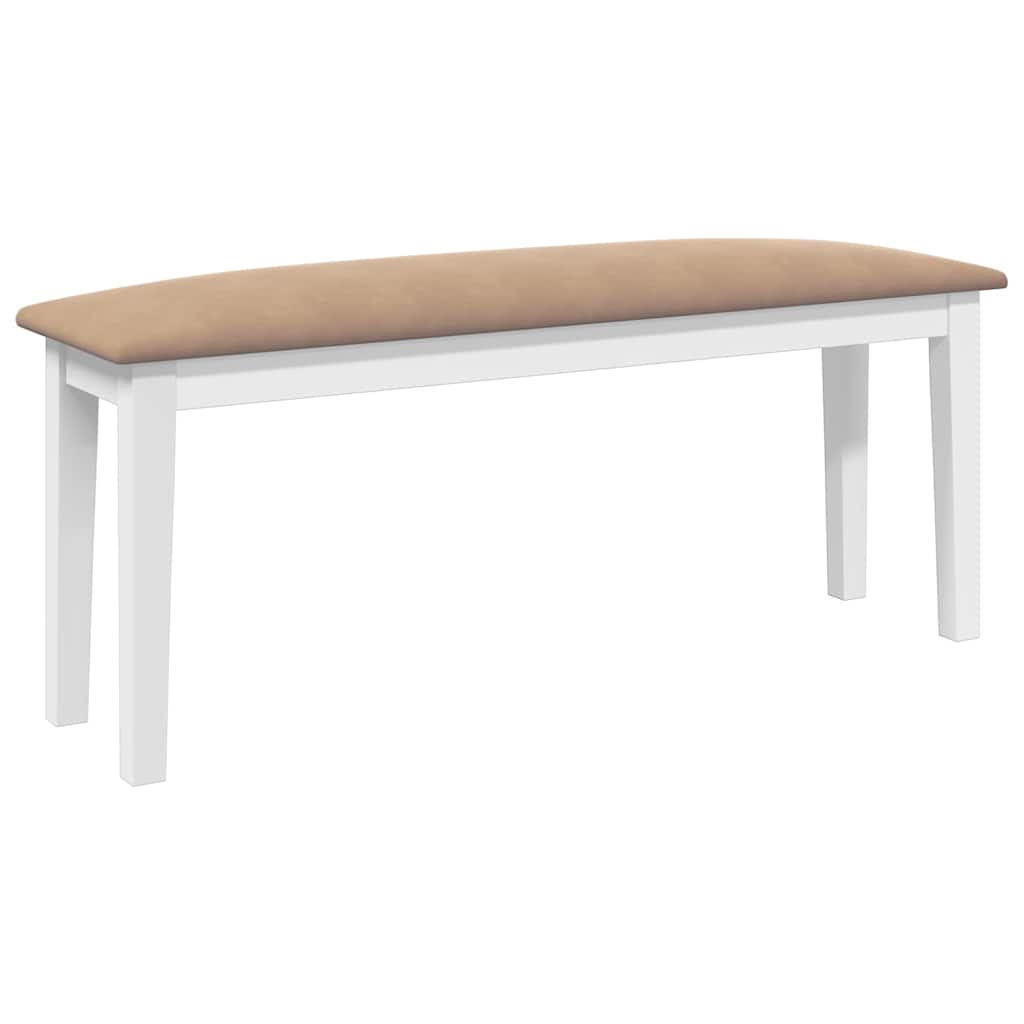 Banc 110 Cm Blanc Bois Massif Caoutchouc Cfw335994