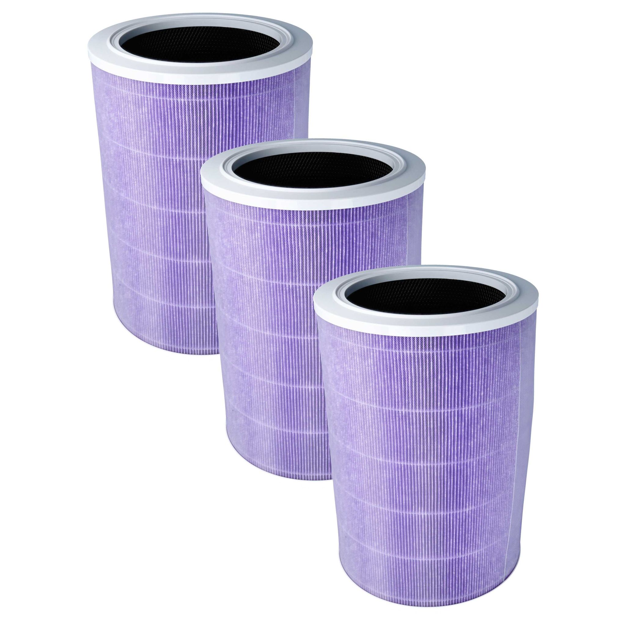 Vhbw Lila 3X Hepa Filter Kompatibel Mit Xiaomi Mi Air Purifier 2S Luftreiniger - Ersatz-Filter Mit Integriertem Aktivkohle-Filter, Antibakteriell