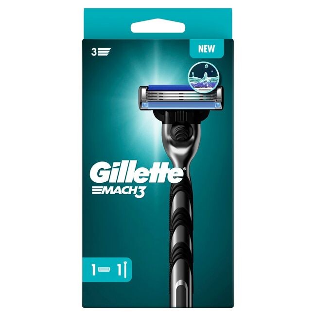 Gillette Mach 3 Standard Rasierer Herren, Metall, Grau/Schwarz | Herrenrasierer, Inkl. Nassrasierer, 1 Rasierklinge mit Gleitstreifen, Neuer Klingenbeschichtung für Weniger Hautirritation - Bild 5