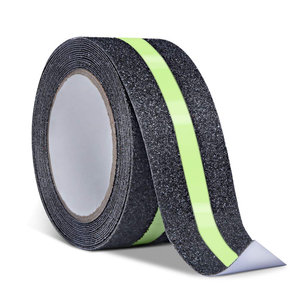 Ruban antidérapant noir qui brille dans le noir, 5 cm x 5 m, pour escaliers et sols glissants