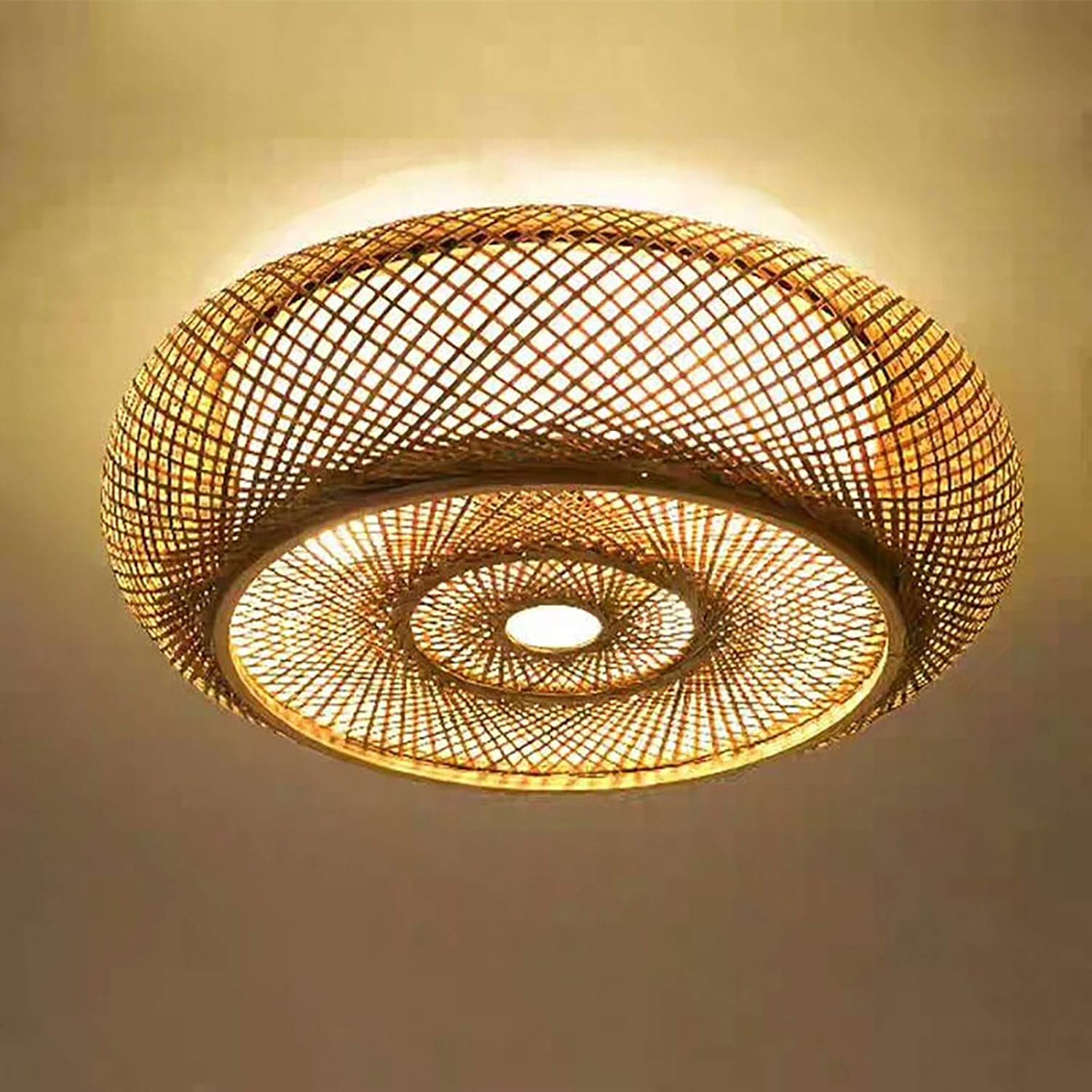 Senderpick - Plafonnier Led Style Bambou Lampe Pendante Led Tissée À La