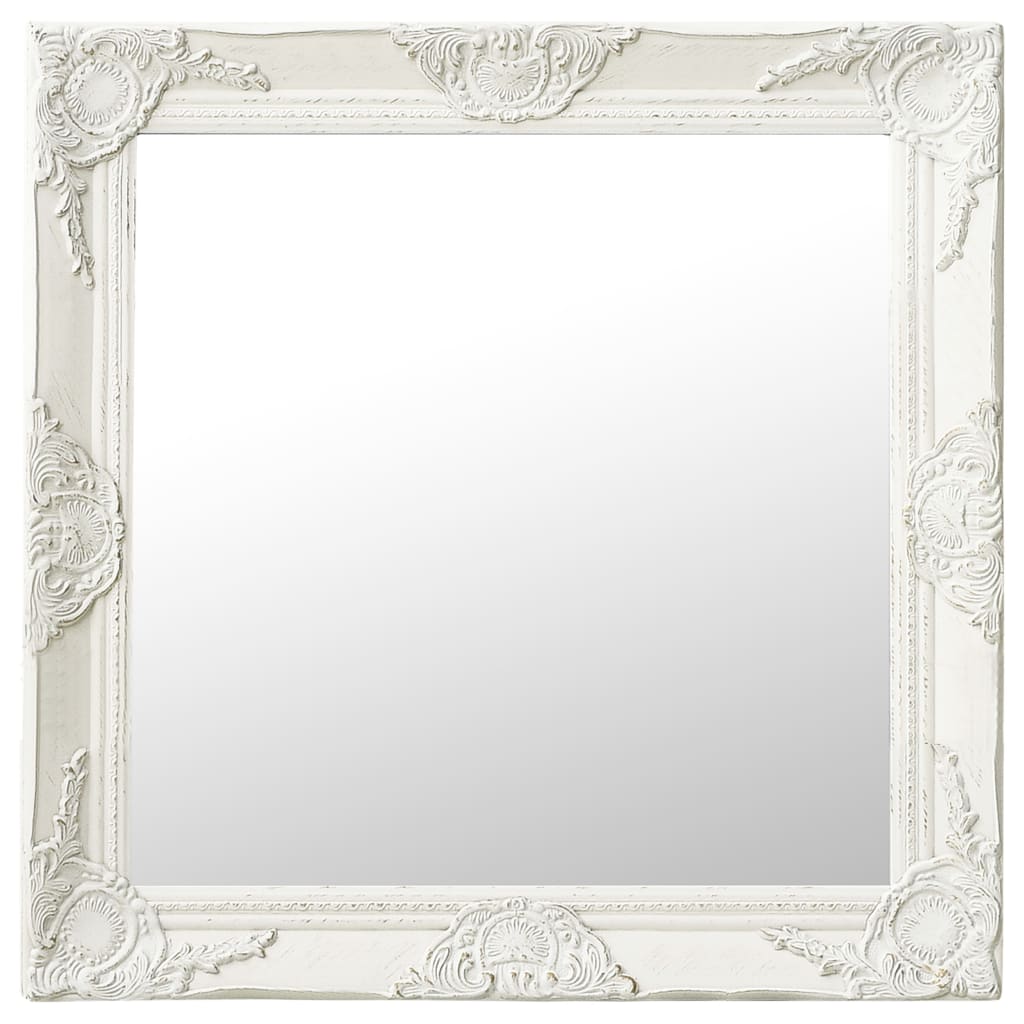 Wall Mirror Baroque Style 60x60 Cm White Vidaxl