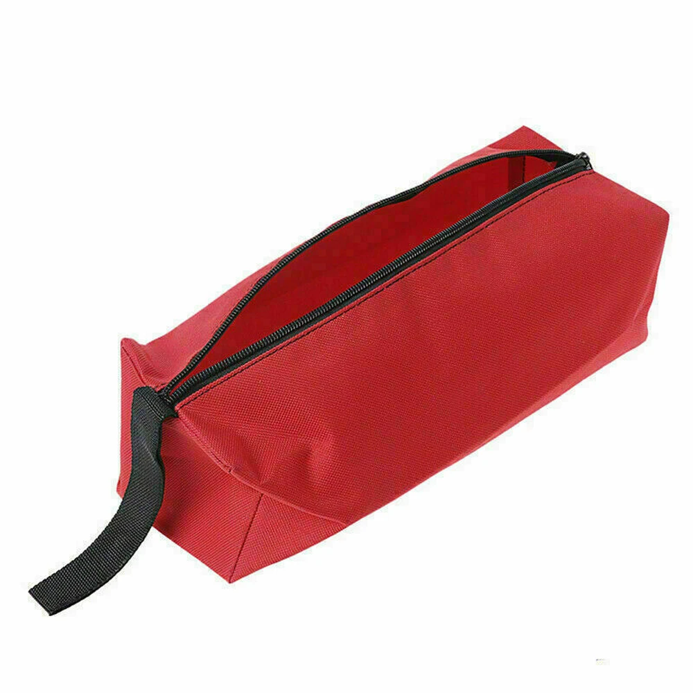 Sacoche à outils en tissu Oxford rouge, poche zippée pour clés, 30 x 10 x 10 cm