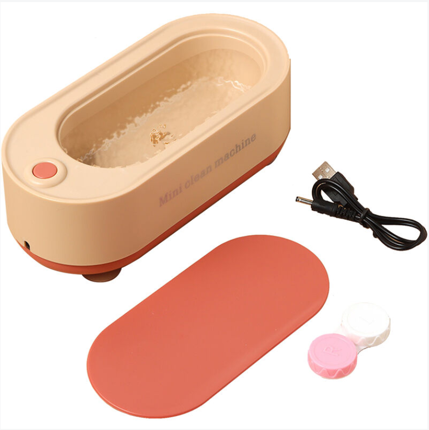 Nettoyeur à ultrasons pour bijoux, lentilles et lunettes, rose, portable
