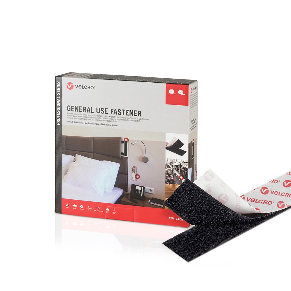 Velcro Schwarz Selbstklebendes Klebeband 50 Mm X 25 M
