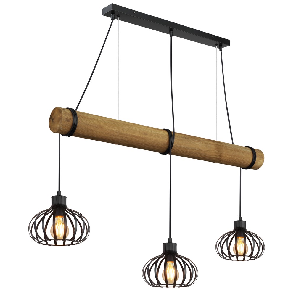 Hängeleuchte Pendelleuchte Küchenlampe Höhenverstellbar Schwarz Holz L 100 Cm