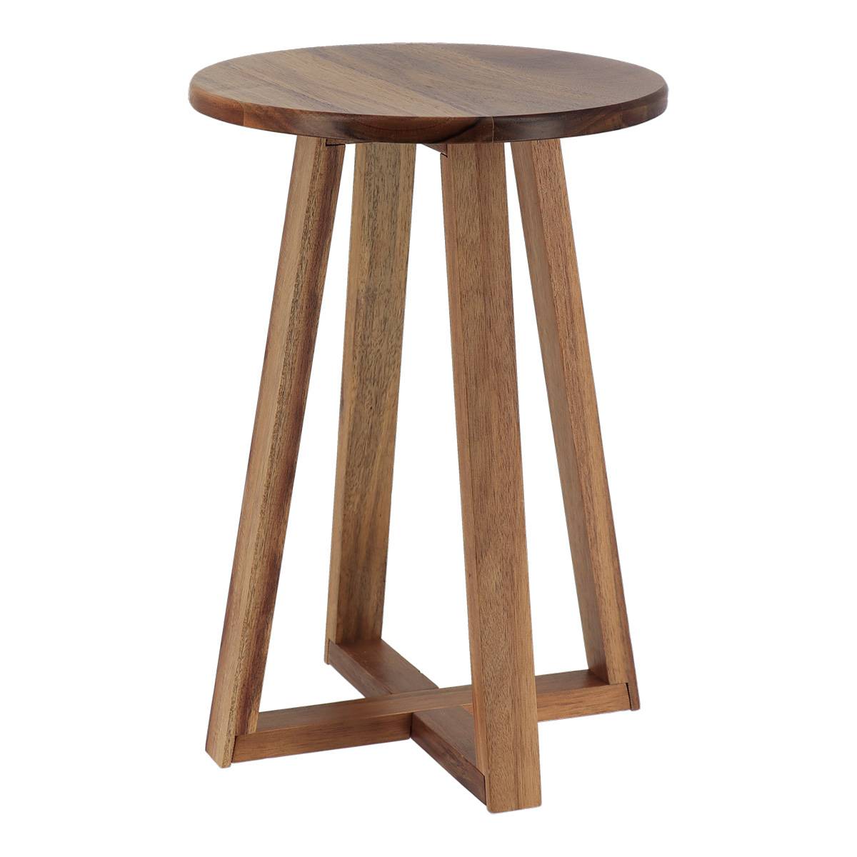 TENDANCE Taburete de baño con 4 patas Cruzadas y tapa de madera MDF