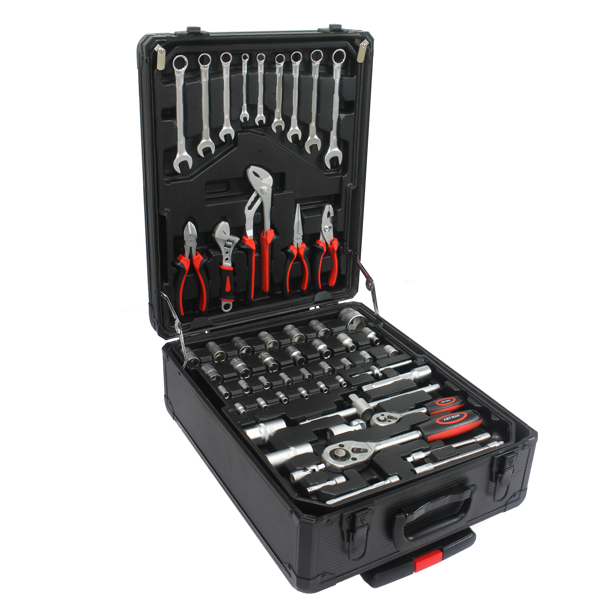 Coffret à outils 899 pièces sur roulettes, 4 tiroirs, noir