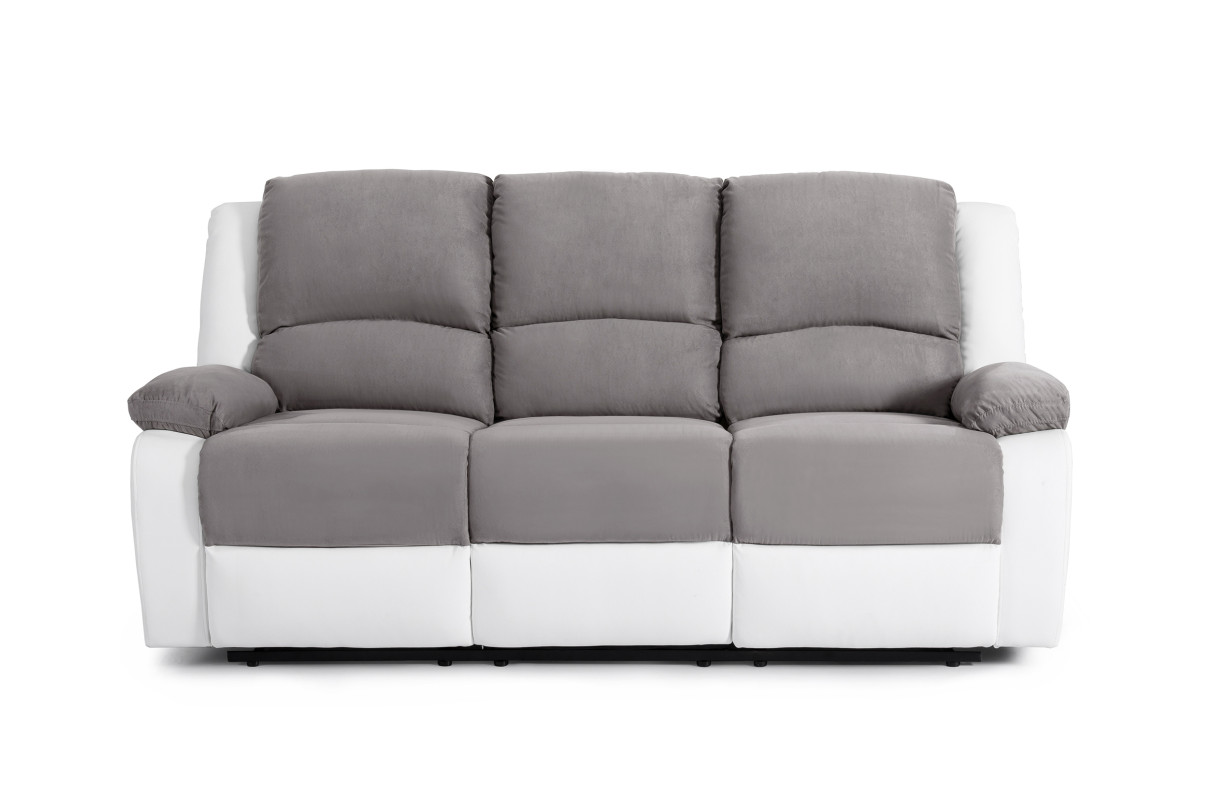 Loungitude – Canapé Relax 3 Places Microfibre Et Simili – Inclinaison