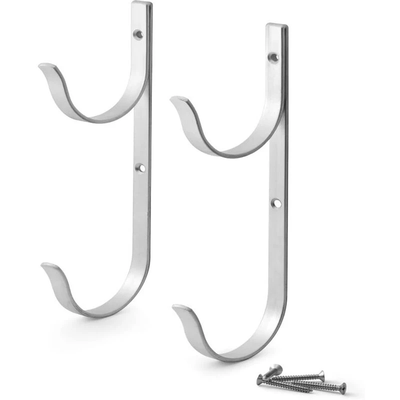 Crochet mural en alliage d'aluminium pour perches et accessoires de piscine, 22 × 7,5 cm, lot de 2 barres