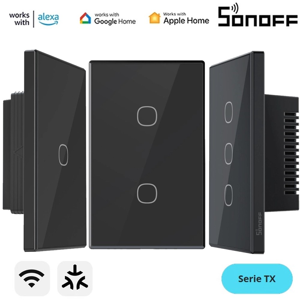 SONOFF T6 120 1/2/3 Gang Black TX Gen2 Matter Smart Touch Wall Switch Detach Relay Mode Night Switch Works with Alexa Apple Home