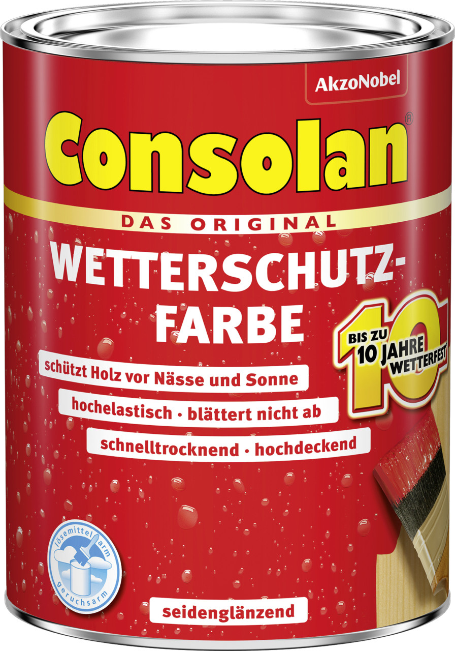 Consolan - Wetterschutz-farbe 2,5 L Schiefer Wetterschutzfarbe Deckend Außen
