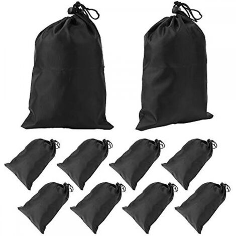 Sac de rangement à cordon en polyester imperméable, 15 x 20 cm, noir, lot de 10