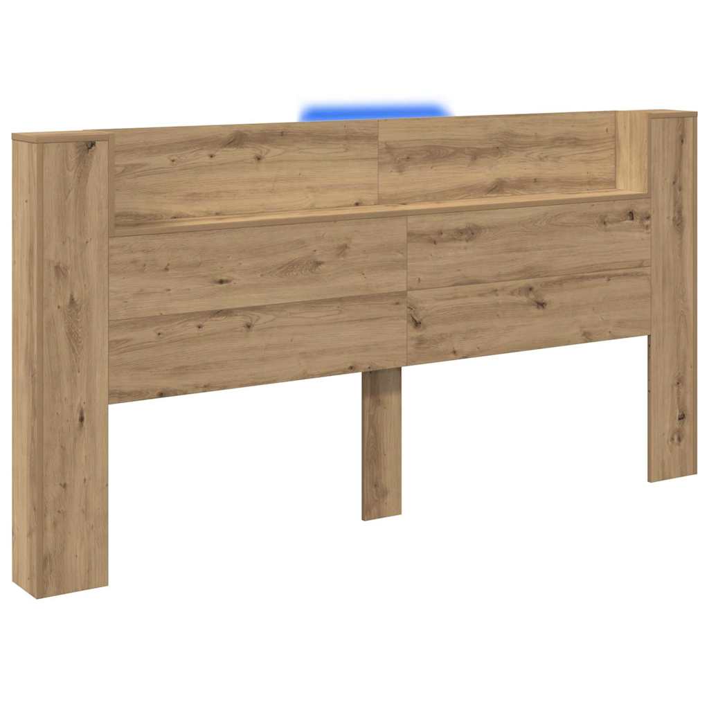 Storage Headboard With Led Artisan Oak Engineered Wood Vidaxl