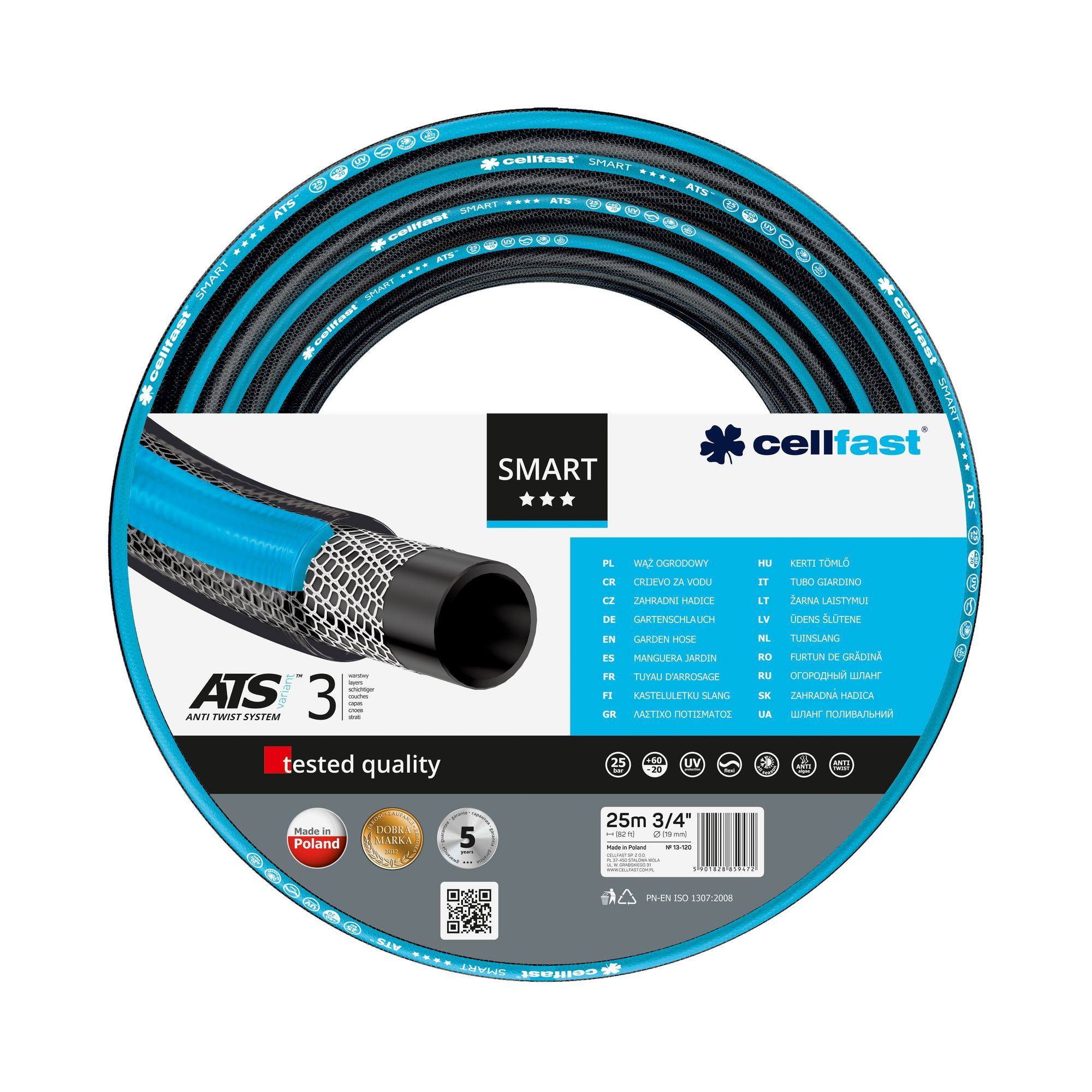 Cellfast Schwarz Verstärkter Schlauch Für Sprinkleranlagen 3/4' Smart 25Mb - C 13-120