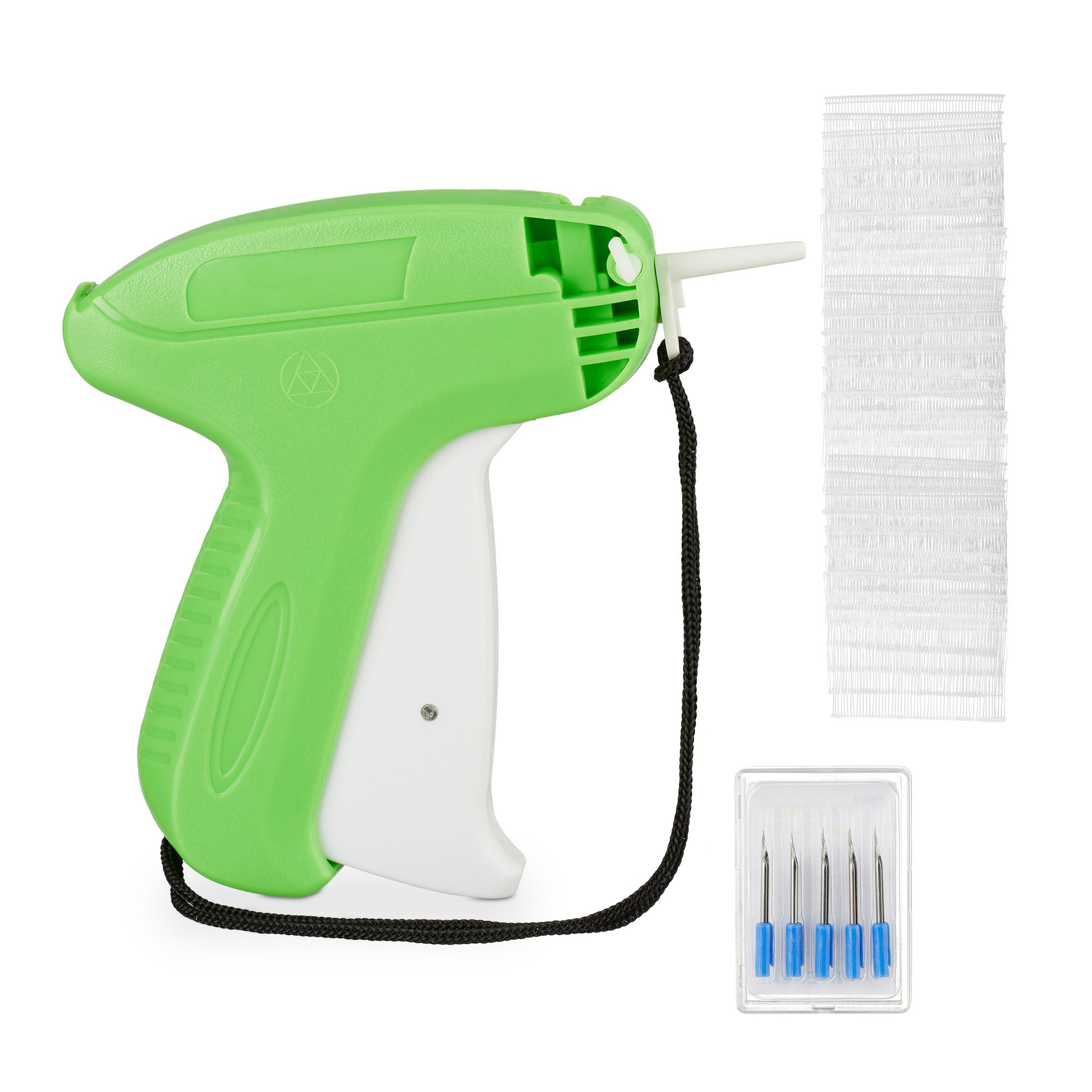 Relaxdays Clothes Labelling Gun, Label Machine, 5 Spare Needles & 5000 Tag Barbs, Pricing Device, For Shops, Green/white
