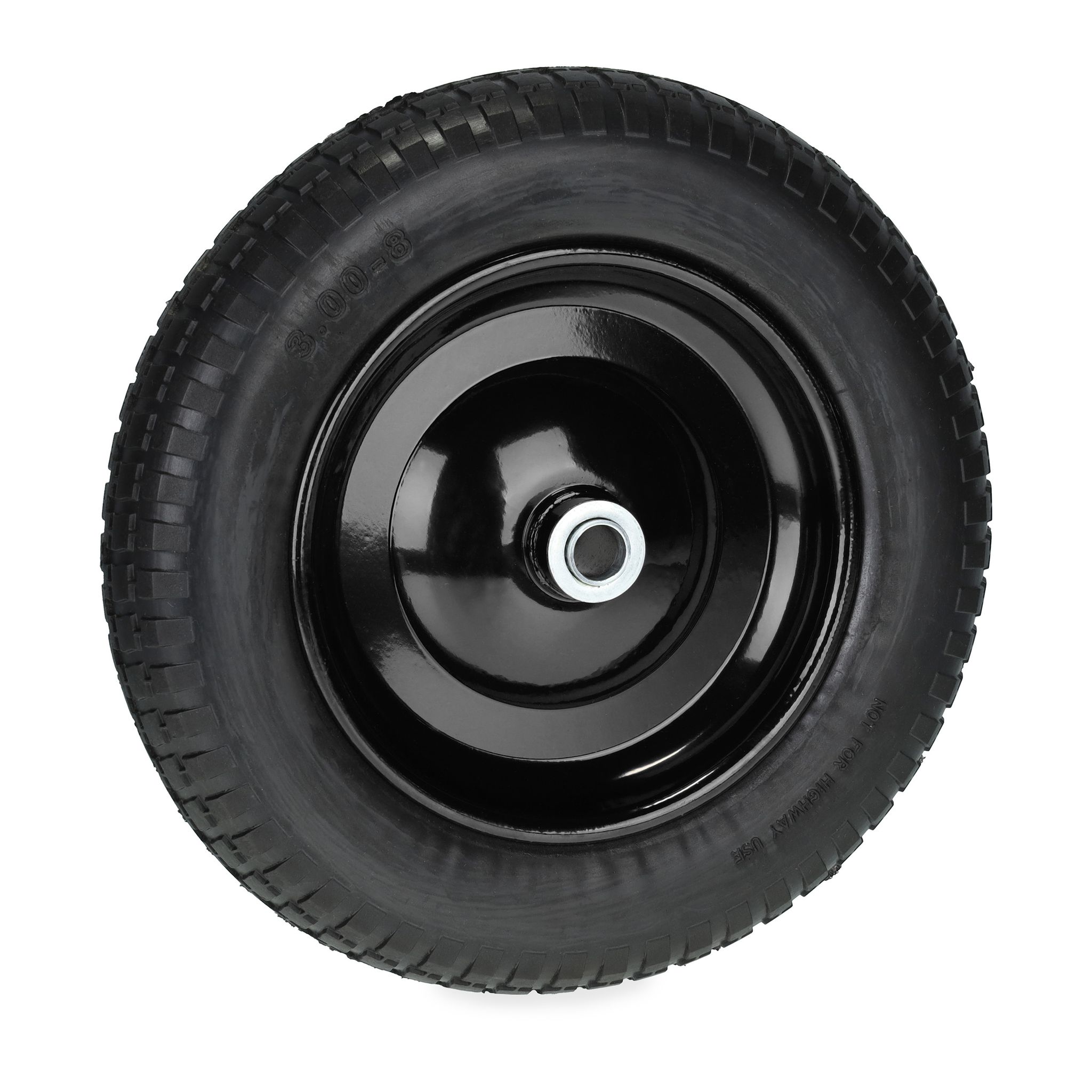 Relaxdays Schwarz - Schubkarrenrad 3.00-8, Aus Vollgummi, Mit Stahlfelge, Ersatzrad Schubkarre, Pannensicher, 80 Kg,