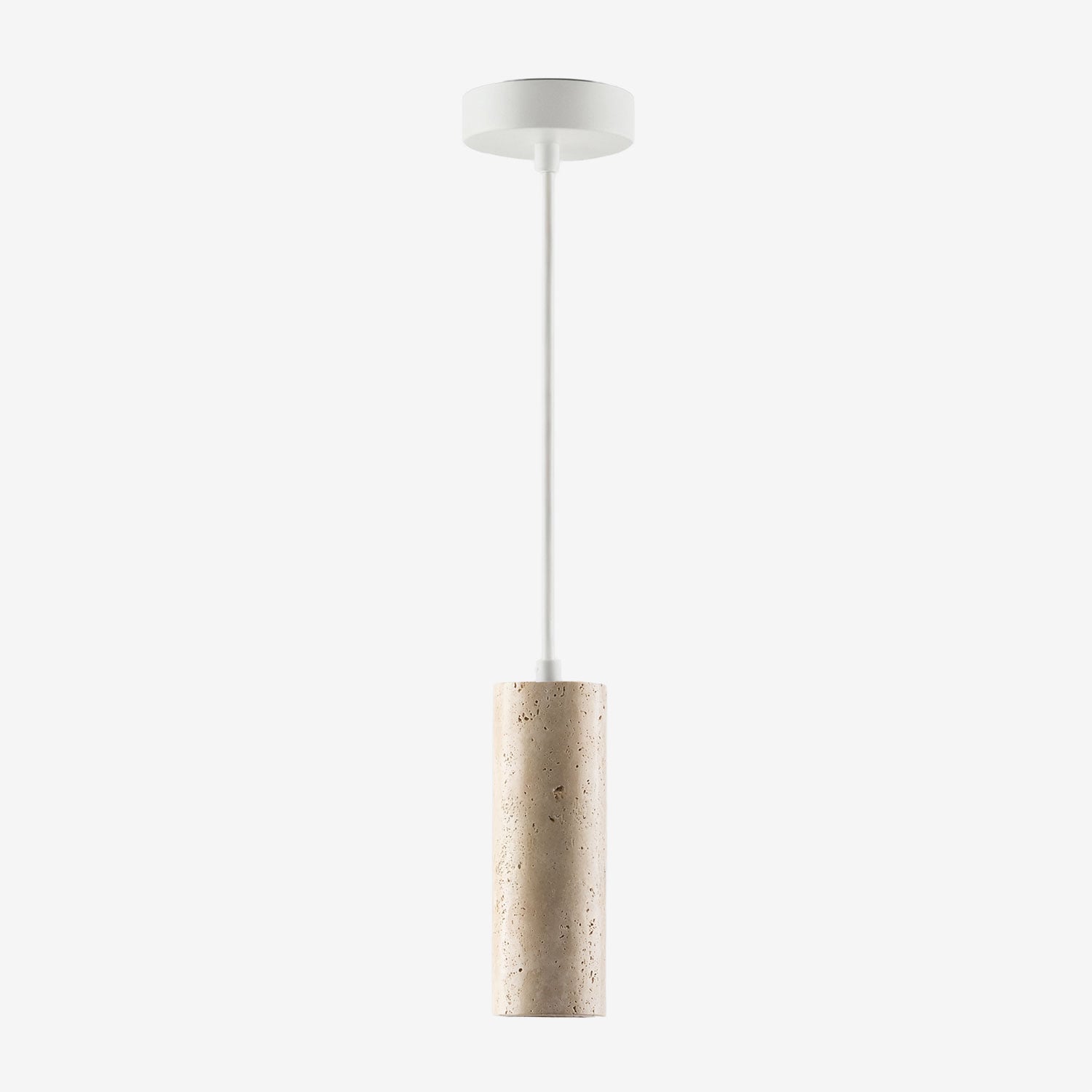 Lampe Suspendue De Plafond Ø6,5 Cm En Travertin Davise Sklum Blanc