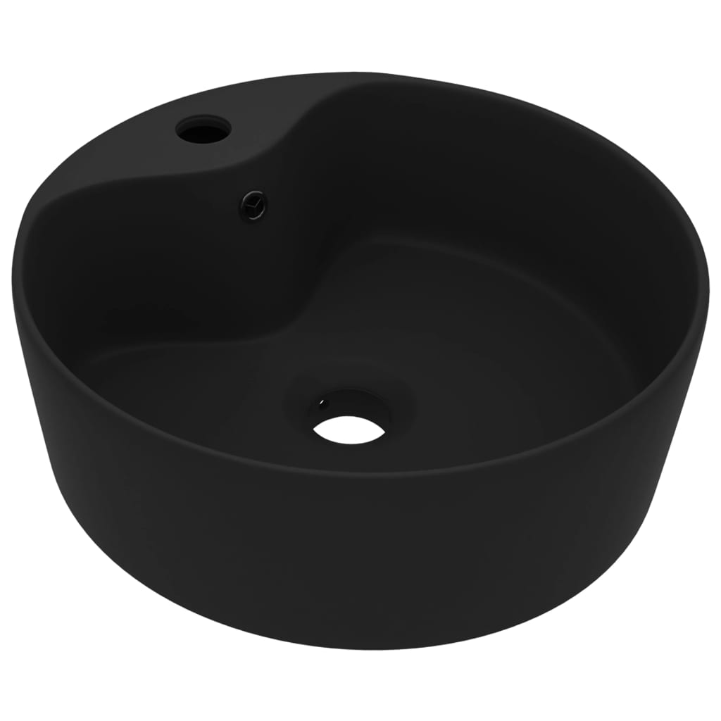Vidaxl Schwarz - Luxus-Waschbecken Mit Überlauf Matt- 36X13 Cm Keramik