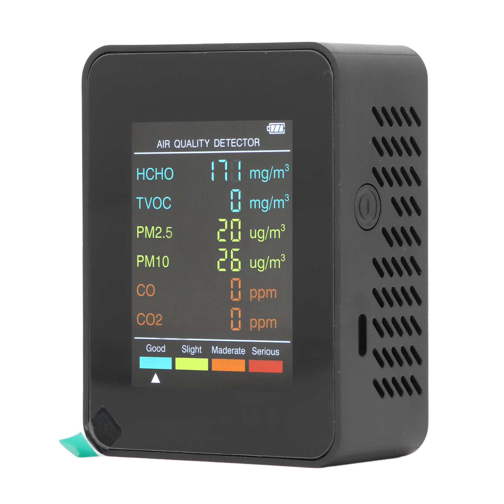 Monitor Portatile Della Qualità Dell'aria Con Display Lcd Retroilluminato, Rilevatore Di Co2 Tvoc Hcho Pm2.5 Pm10 Con Allarme, Nero, Di Debuns