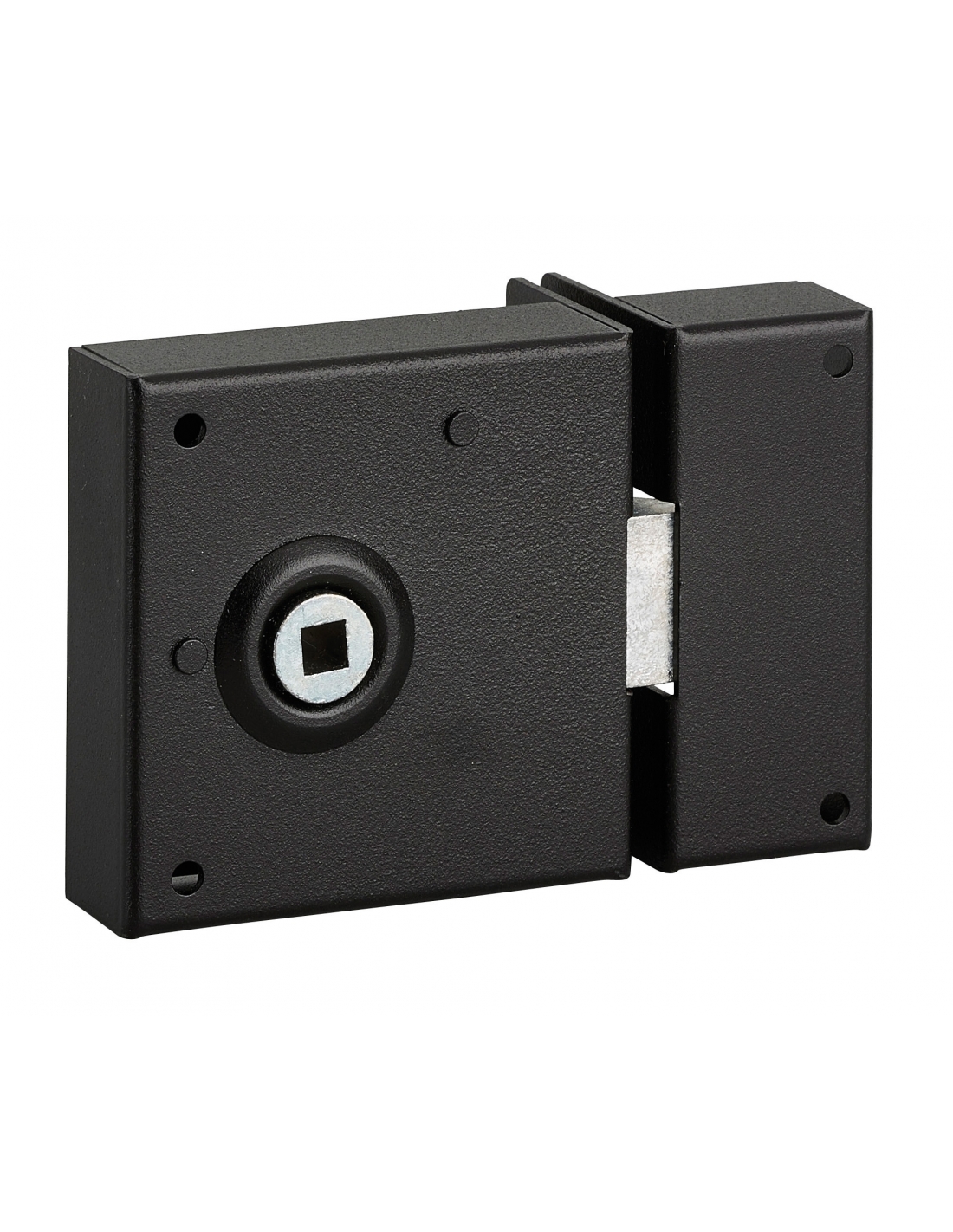 Thirard - Serrure En Applique Pour Porte Intérieure, Pêne 1/2 Tour Seul, Axe 45mm, Carré 6mm, 70x70mm, Noir