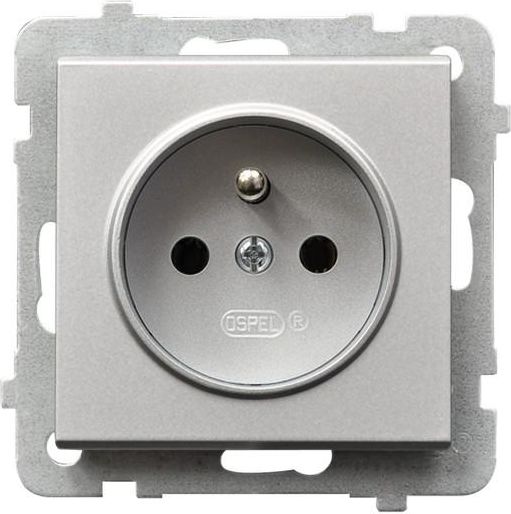 Ospel Sonata Einzelsteckdose Mit/Ohne Steckdose, Matt Silber Gp-1Rz/M/38