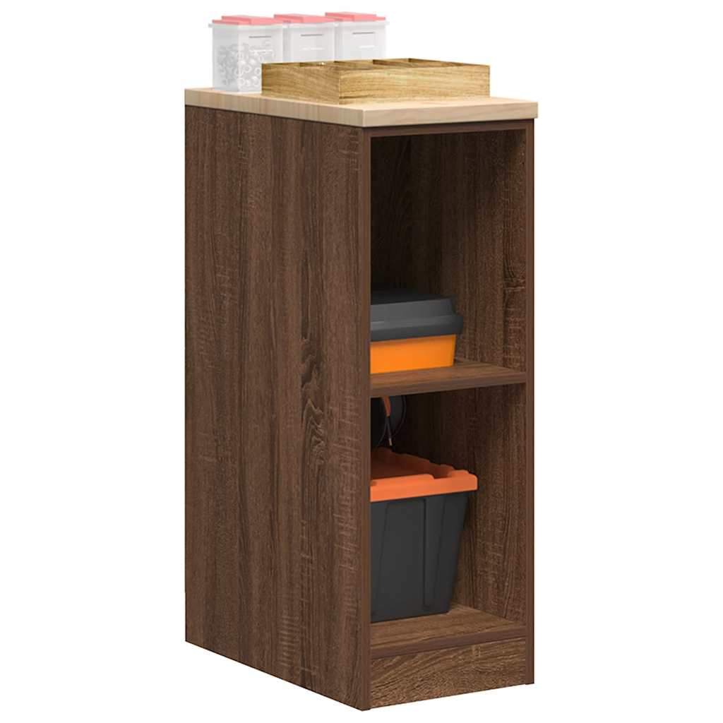 Armoire d'atelier en bois de pin avec 2 étagères et plan de travail, 30x51x85 cm