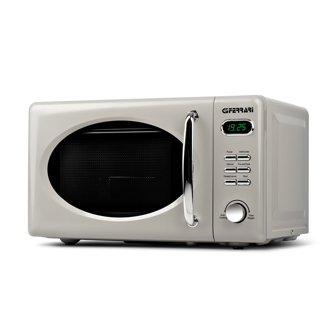 G3 Ferrari G10155 Sapormio Vintage, Digitaler Retro-Mikrowellenofen, 1150W, 20 Liter, 8 Programme, 4 Garfunktionen, inkl. Zubehör, 60-Minuten-Timer, Kreideweiß - Bild 6