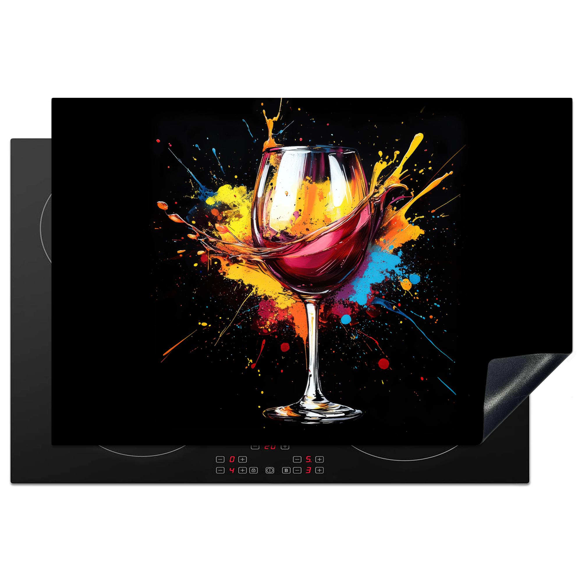 Protezione Per Piano Cottura A Induzione Vino - Bicchiere - Graffiti - Bevanda - Rosso - Vernice 76x51.5