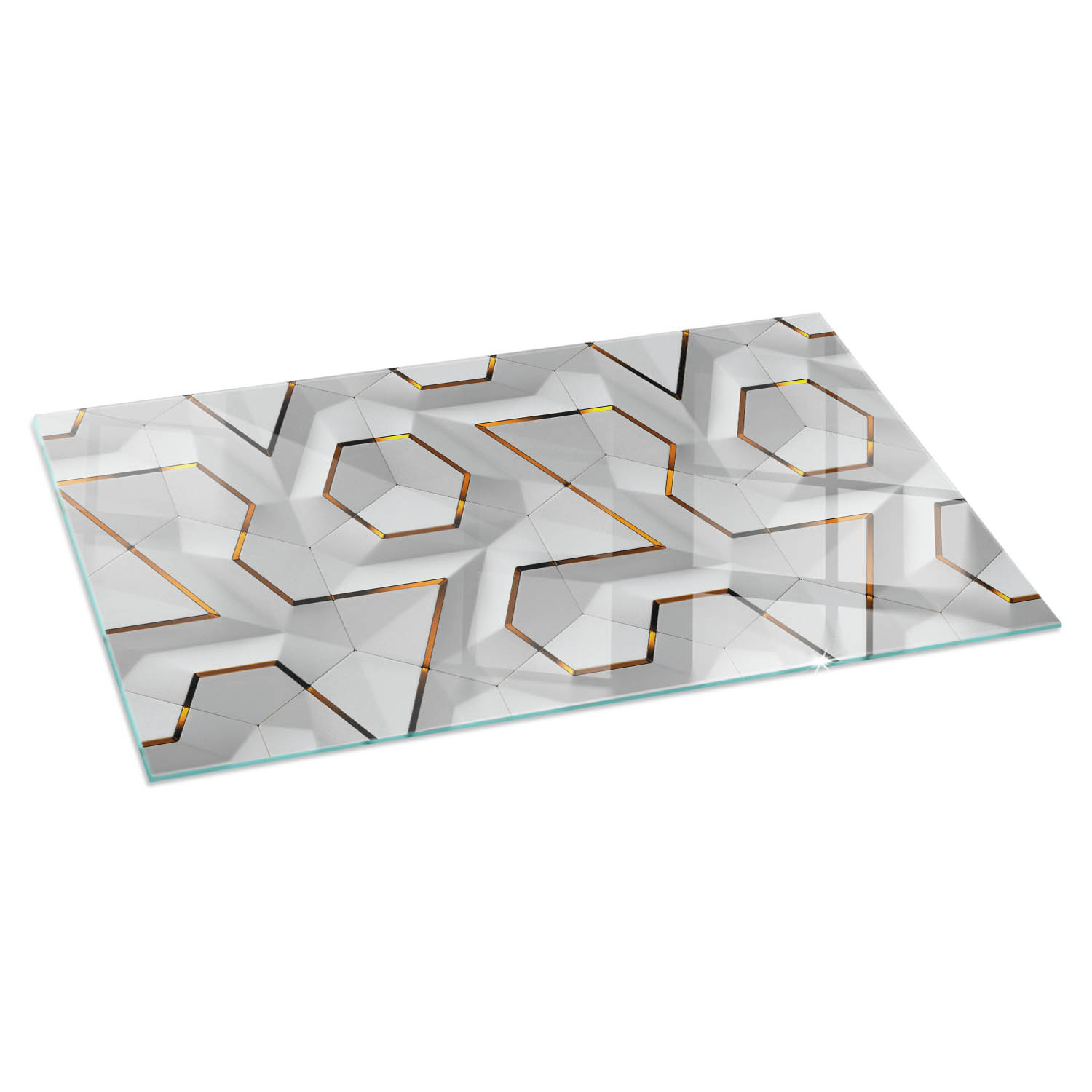 Piastra Per Camino Di Vetro Temperato Resistente Al Calore Piastra In Vetro Sotto La Legna Da Camino Motivo Geometrico 3d 100x50 Cm TULUP